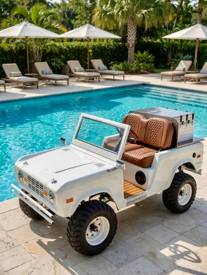 Vintage Bar Co cart at a poolside event