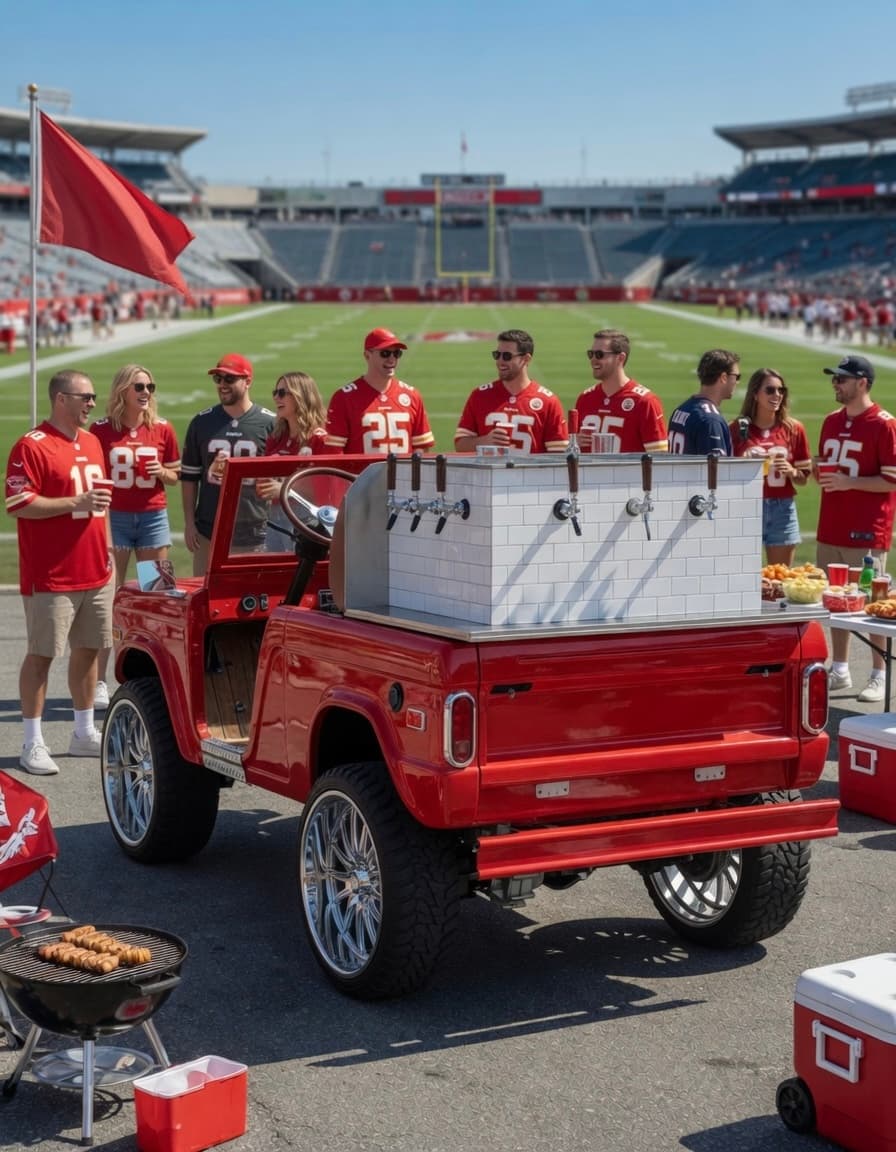 Vintage Bar Co cart at a tailgate